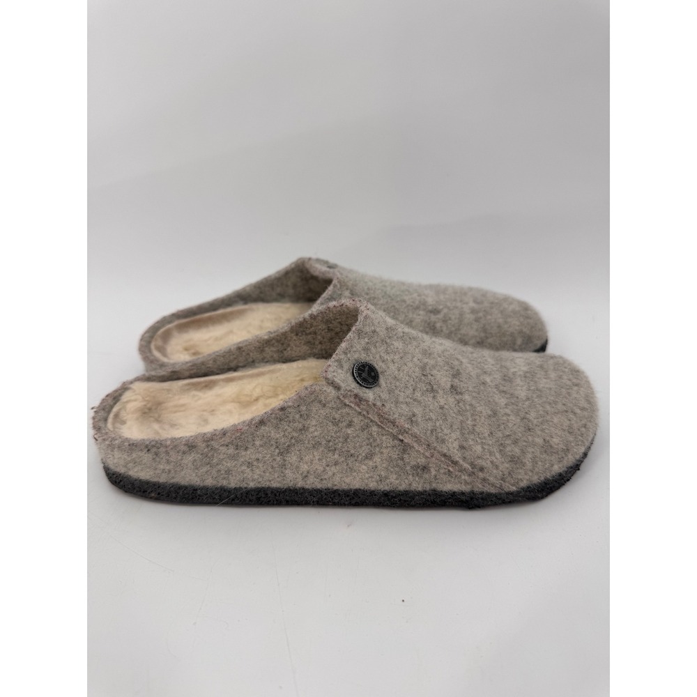 Birkenstock Zermatt Slippers Women 8 Light Gray Wool Felt Shearling